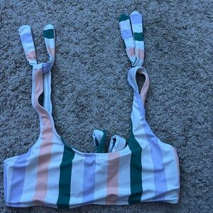 J. Crew White and Green Bikini Top